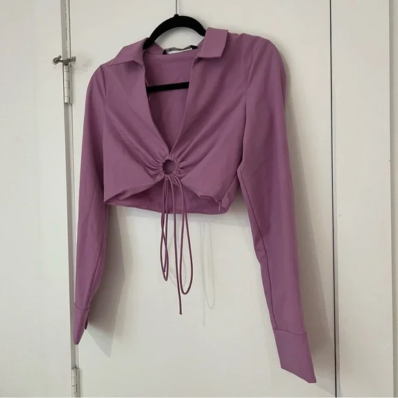 Zara Purple O Ring Crop Top - Picture 8 of 9